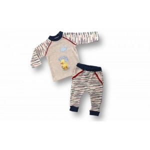 Şemsiyeli Ördek Nakışlı Uzun Kollu Sweatli 2li Kız-erkek Bebek Takımı Mavi