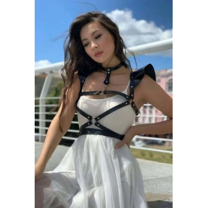 Şık Deri Seksi Göğüs Deri Harness - Brf996