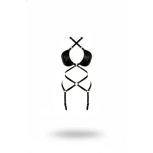 Siyah Body Harness Deri Çapraz Bağlamalı Tam Vücut Aksesuarı - Brf1409