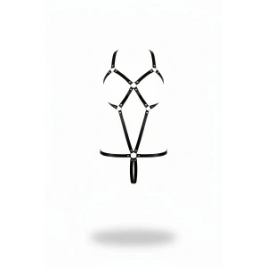 Siyah Body Harness Metal Halkalı Çapraz Vücut Kuşamı - Brf240