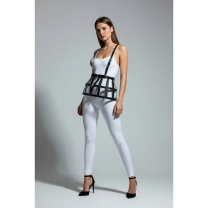 Siyah Etek Deri Bantlı Yapısal Kafes - Brf1252