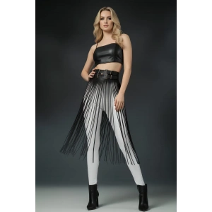 Siyah Etek Deri Yüksek Bel Etek Çift Tokalı Uzun - Brf1090