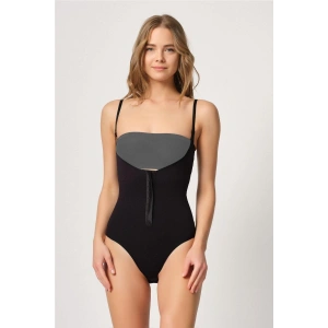 Siyah Göğsü Açık Agraflı Body Korse