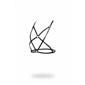 Siyah Göğüs Harness Deri Ayarlanabilir Metal Halkalı - Brf181