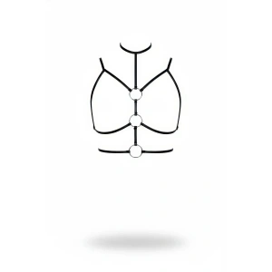 Siyah Göğüs Harness Suni Deri Halka Detaylı Boyunluklu - Brf184