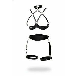 Siyah Harness Takım Ayarlanabilir Deri Vücut Aksesuarı - Brf1192
