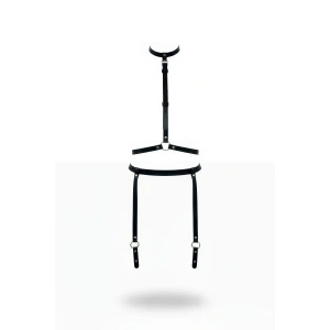 Siyah Harness Takım Deri Boyunluklu Vücut Aksesuarı - Brf230