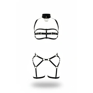 Siyah Harness Takım O Halka Detaylı Tokalı - Brf242