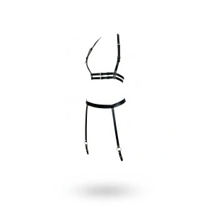 Siyah Harness Takım Suni Deri Ayarlanabilir Jartiyerli - Brf232