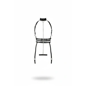 Siyah Harness Takım Zincir Detaylı Boyunluklu - Brf233