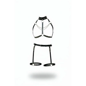 Siyah Harness Takım Zincir Detaylı Metal Halkalı - Brf1081