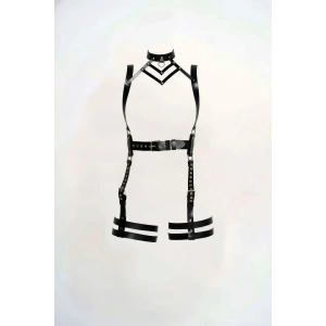 Siyah Jartiyer Harness Deri Vücut Tokalı Aksesuar - Brf1301