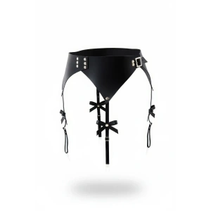 Siyah Jartiyer Harness Geniş Bel Deri Tokalı - Brf1376