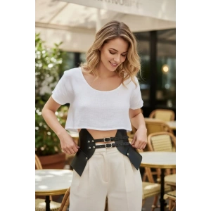 Siyah Kadın Kemer Çift Tokalı Geniş Korse Kemer - Brf1010