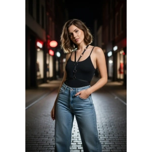 Siyah Kadın Kemer Metal Halkalı İnce Şeritli - Brf101