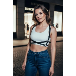 Siyah Kadın Kemer Suni Deri Çapraz Vücut Aksesuarı - Brf204