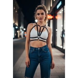 Siyah Kadın Kemer Suni Deri Halka Detaylı Çoklu Bant - Brf114