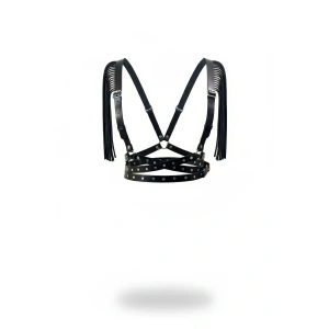 Siyah Kadın Kemer Zımbalı Deri Vücut Aksesuarı - Brf1004