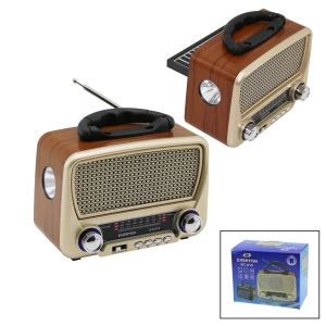 Solar Panelli - Fenerli Usb Şarj Bluetooth İbreli Fm Radyo Mp3 Usb - Tf Player 4.5v In- Aux In Jack Rt-819
