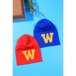 W Armalı 2-4 Yaş Erkek Çocuk Şapkası 2li Paket