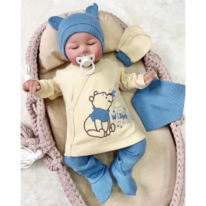 Waffle Natural % 100 Pamuk 5li Erkek Bebek Hastane Çıkış Seti