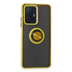 Xiaomi Mi 11T Pro Kılıf Montreal Yüzüklü Silikon Kapak - Sarı