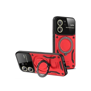 Xiaomi Mi 13T Pro Kılıf Joy Lens Standlı Kapak - Kırmızı