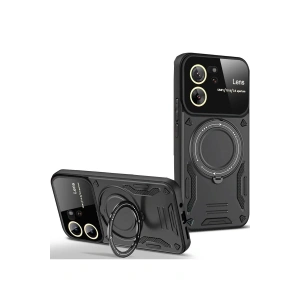 Xiaomi Mi 13T Pro Kılıf Joy Lens Standlı Kapak - Siyah