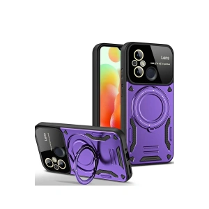 Xiaomi Redmi 12C Kılıf Joy Lens Standlı Kapak - Mor