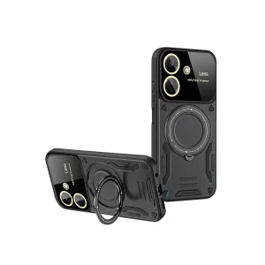 Xiaomi Redmi 13C Kılıf Joy Lens Standlı Kapak - Siyah