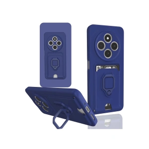 Xiaomi Redmi 14C Kılıf Zuma Kartvizitli Yüzüklü Silikon - Lacivert