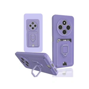 Xiaomi Redmi 14C Kılıf Zuma Kartvizitli Yüzüklü Silikon - Lila