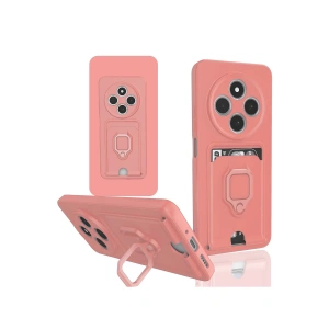 Xiaomi Redmi 14C Kılıf Zuma Kartvizitli Yüzüklü Silikon - Pembe