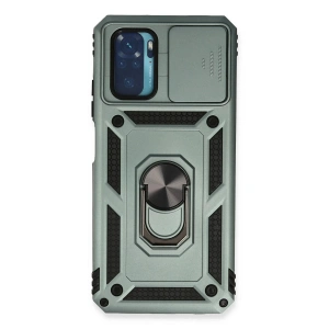 Xiaomi Redmi Note 10 Kılıf Pars Lens Yüzüklü Silikon - Yeşil