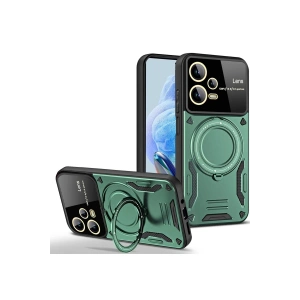 Xiaomi Redmi Note 12 Pro 5G Kılıf Joy Lens Standlı Kapak - Koyu Yeşil