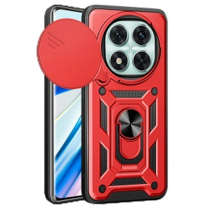 Xiaomi Redmi Note 14 Pro 4G Kılıf Pars Lens Yüzüklü Silikon - Kırmızı