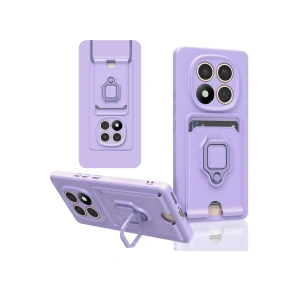 Xiaomi Redmi Note 14 Pro 4G Kılıf Zuma Kartvizitli Yüzüklü Silikon - Lila