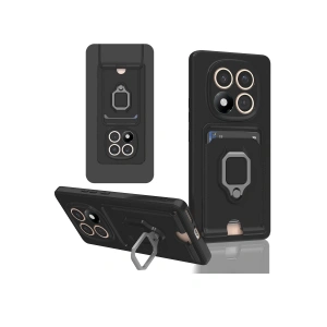 Xiaomi Redmi Note 14 Pro Plus Kılıf Zuma Kartvizitli Yüzüklü Silikon - Siyah