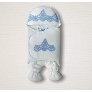 Yenidoğan Fistolu Fiyonk Kurdelalı Şapkalı Lüks Kız Erkek Bebek Aklı Kundak Bebek Battaniyesi Mavi