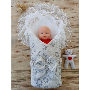 Yenidoğan Gül Sedefli Duvaklı Taş Fiyonk Erkek Bebek Kumru Kundak Bebek Battaniyesi Lacivert