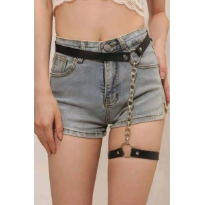 Zincirli Ayarlanabilir Şık Deri Jartiyer Harness - Brf961