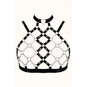 Zincirli Seksi Lastik Göğüs Harness - Brf926