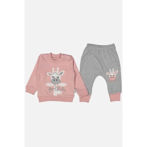 Zürafa Nakışlı % 100 Pamuk Kız Bebek Takımı