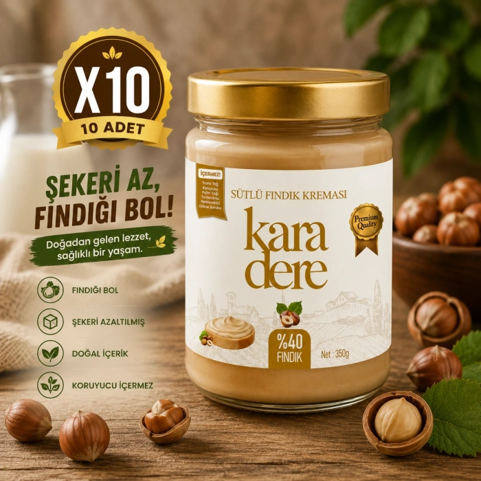 Karadere Fındık Sütlü Fındık Kreması %40 FINDIKLI 350gr (10 ADET)