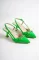 Yeşil Rugan Kadın Taşlı Tokalı Topuklu Ayakkabı