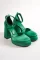 Green Satın WomenS Prevıous Closed Platform Heep Shoes