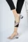 Bej Şeffaf Kadın Taşlı Dolgu Topuk Ayakkabı
