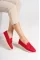 Kırmızı Süet Kadın Fiyonklu Günlük Ayakkabı