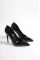 Siyah Rugan Kadın Klasik Topuklu Ayakkabı
