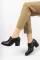 Black Skin WomenS Side Zippered Heel Shoes